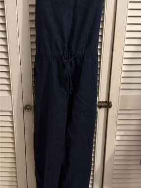 Timing Navy Drawstring Wide-Leg Jumpsuit